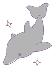 皮がむけてキレイになったイルカ（灰色）