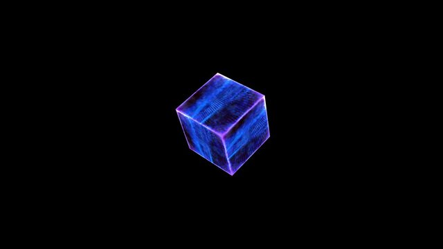 mystery dark blue wave cube empty core energy surface on the black screen
