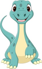 Cartoon funny baby brontosaurus dinosaur