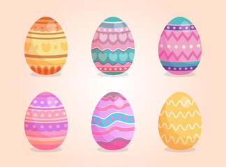 Set of Easter eggs with different texture Vector Illustration. Happy easter eggs with abstract decoration can use for gretting cards, poster, banners, flyer, website