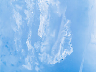 Ice background. Texture close up. Macro shot. Soft focus