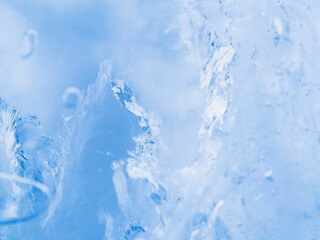 Ice texture. Blue color. Close up macro shot.
