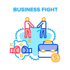Business Fight Vector Icon Concept. Business Fight And Conflict Between Colleagues, Businessmen Fighting And Boxing. Employees Sport And Finance Competition And Tournament Color Illustration