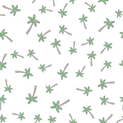 Seamless vector pattern with palm tree on white background