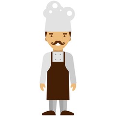 Chef cook profession flat vector icon isolated on white