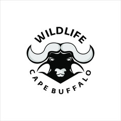 Cape Buffalo Logo Wild Animal Head Vector Emblem Style Graphic Design Template for Nature or Fauna Ideas