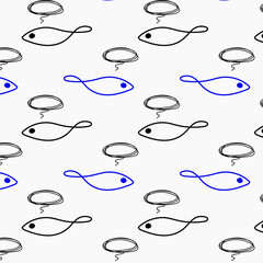 think differently.hand drawn doodle fish icon whale sea ocean river pattern wallpaper background, paper