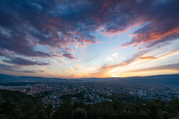 sunset in the mountains