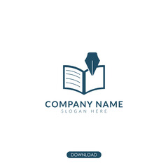 book and pen logo. education concept