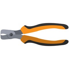 Clipping pliers wire stripper flat icon isolated on white