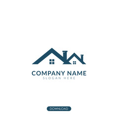 real estate logo with chimney vector.  house minimalist 