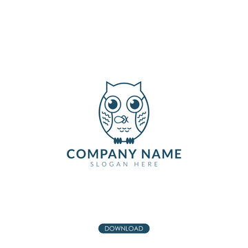 cute owl with pacifier on white background. logo vector illustration