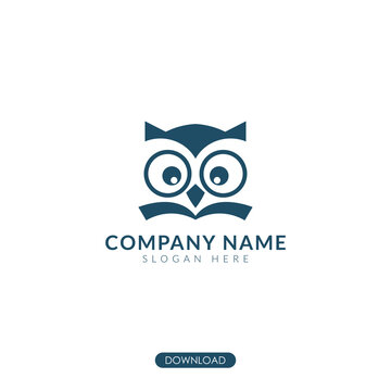 smart owl with read book logo. Vector Illustration. Isolated Background