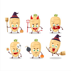 Halloween expression emoticons with cartoon character of long radish