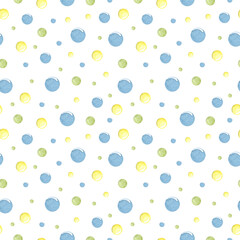 Spring polka dot watercolor seamless pattern