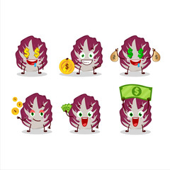 Radicchio cartoon character with cute emoticon bring money