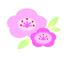 かわいい梅の花のイラスト・ピンク