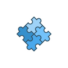 Puzzle concept colored modern vector blue icon or symbol