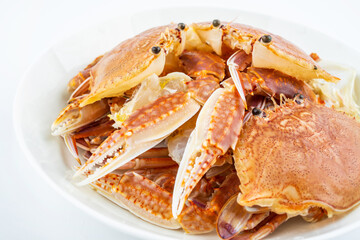 A plate of fresh flat crabs