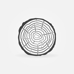 Trunk Slice with Tree Rings vector concept icon or sign