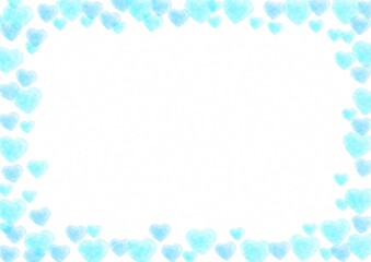 画面が水色のハートで囲まれたフレーム素材