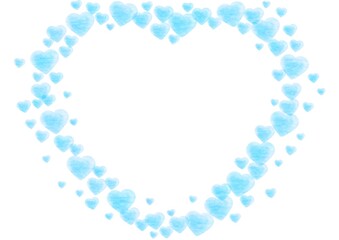 水色のハートマークのフレーム素材