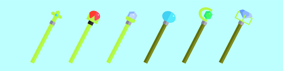 set of sceptre cartoon icon design template with various models. vector illustration isolated on blue background