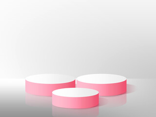 pink and white podium 3d illustrtion blank background