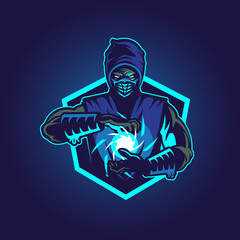 Blue Ninja vector illustration symbol insignia © creativica