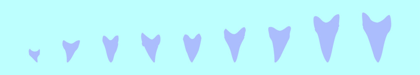 set of shark teeth cartoon icon design template with various models. vector illustration isolated on blue background