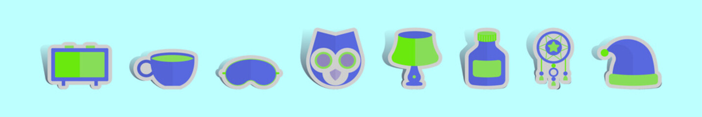 set of sleep mask cartoon icon design template with various models. vector illustration isolated on blue background