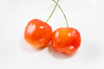 背景素材　ジューシーで美味しそうなさくらんぼ