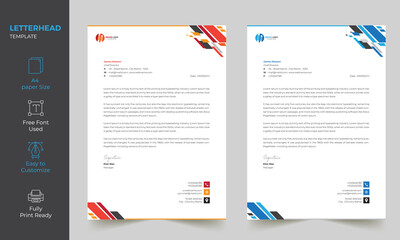 Modern Abstract Letterhead Design Template Print Ready A4 Size fully editable , Modern elegant letterhead Design 