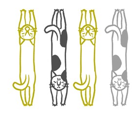 ノビする猫のイラストカット