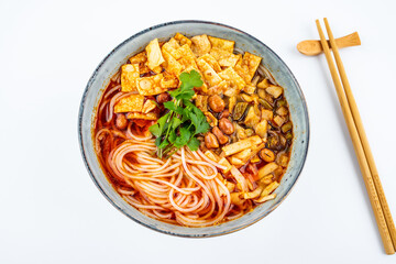 Chinese cuisine a bowl of Liuzhou snail noodles