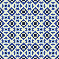 Vector seamless pattern with lettering Happy Easter and mandala shape. Perfect texture for your Easter printing and textile design, paper, fabric, book cover, web and magazine pages background.