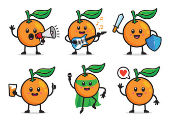 set of orange character design