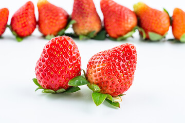 Fresh strawberries on white background