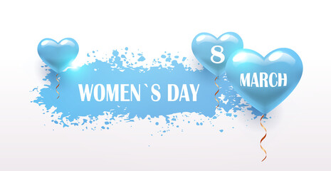 womens day 8 march holiday celebration banner flyer or greeting card with air balloons horizontal vector illustration