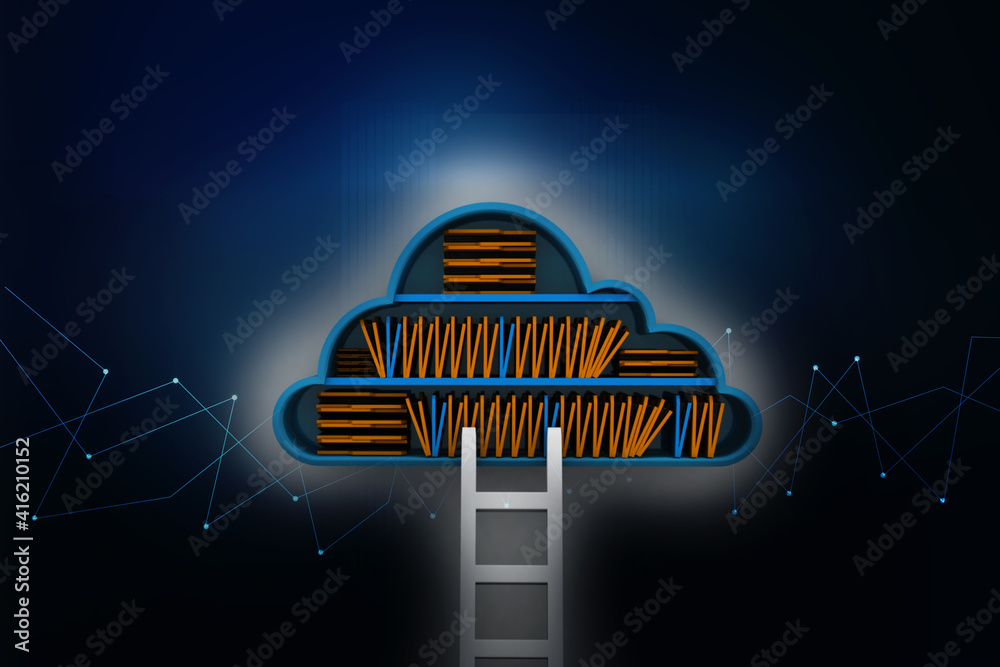 Poster 3d rendering cloud folder network