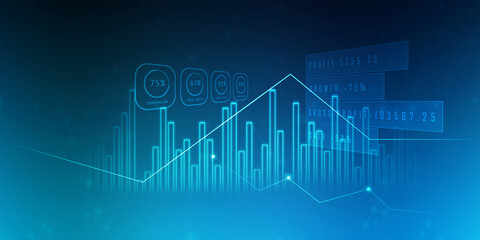 2d rendering Stock market online business concept. business Graph 
