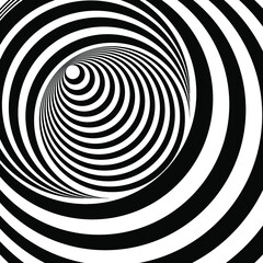 A black and white relief tunnel. Optical illusion. Vector illustration.