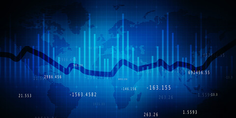 2d rendering Stock market online business concept. business Graph 