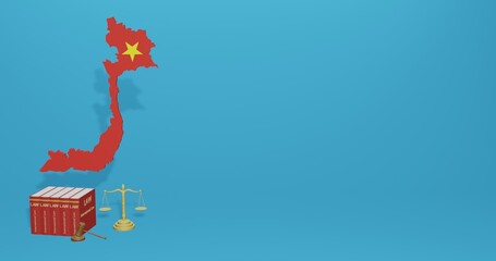 vietnam law for TV infographics, social media content and free space can be used to display data in 3d rendering
