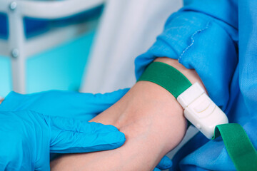 Fototapeta premium Blood Test Preparation, Nurse with Female Patient