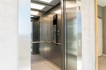 An elevator in the hall