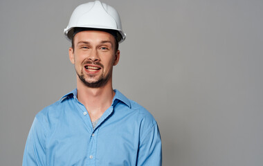 A business man with a helmet on his head Builder architect
