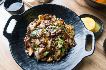 Korean food Seafood jajangmyeon, Black Soybean Sauce.
