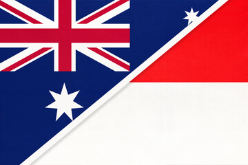 Australia and Indonesia, symbol of national flags from textile.