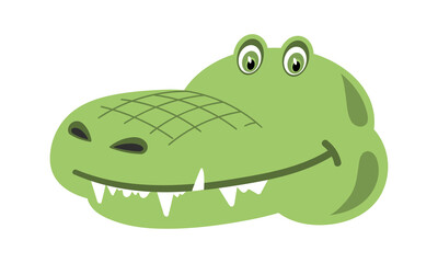 Crocodile head or face. Cute cartoon character. Vector illustration.